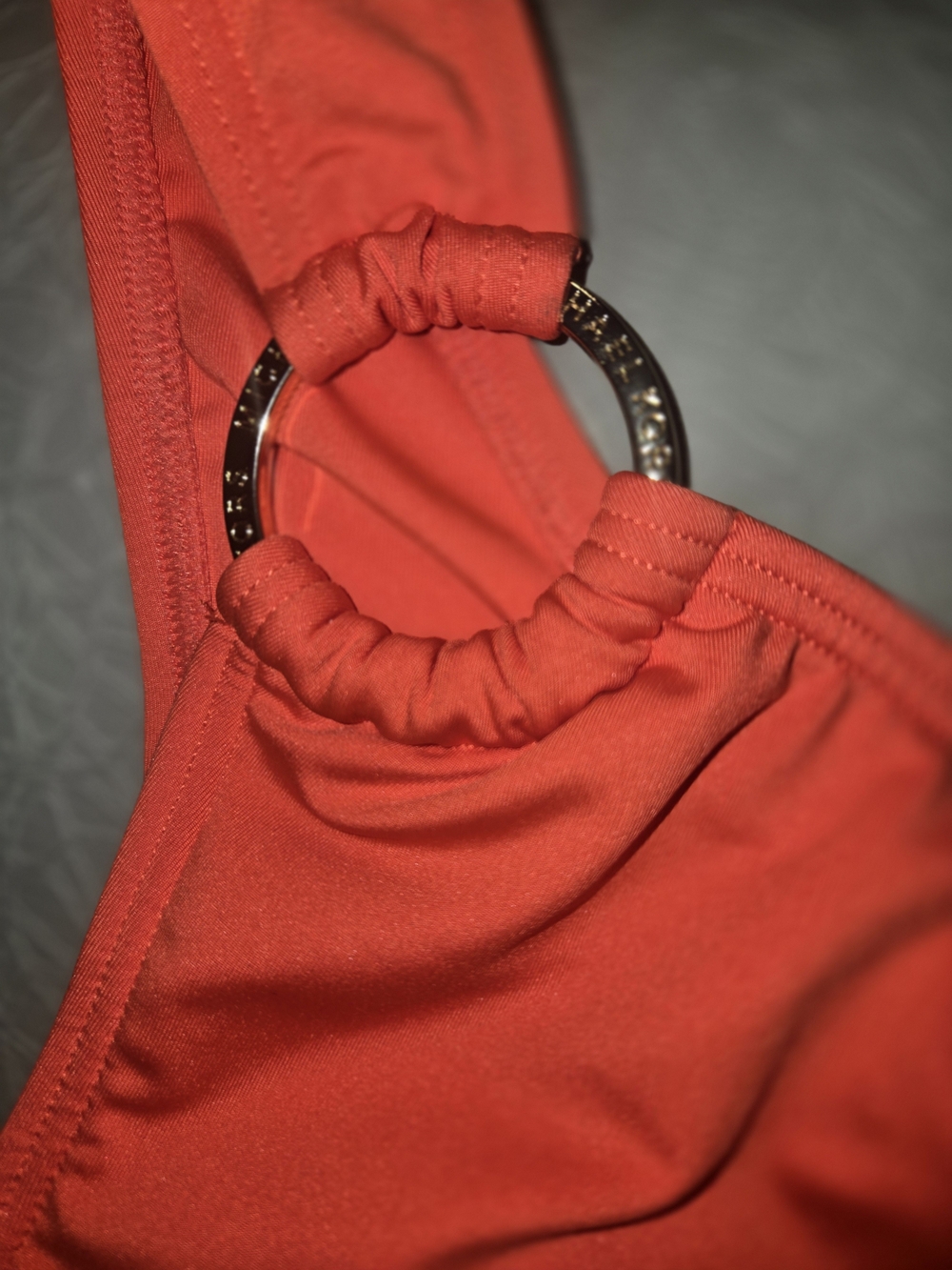 Michael Kors One-Shoulder Ring-Accent Swimsuit in Bright Orange/red NWT Size 6 - Picture 5 of 6
